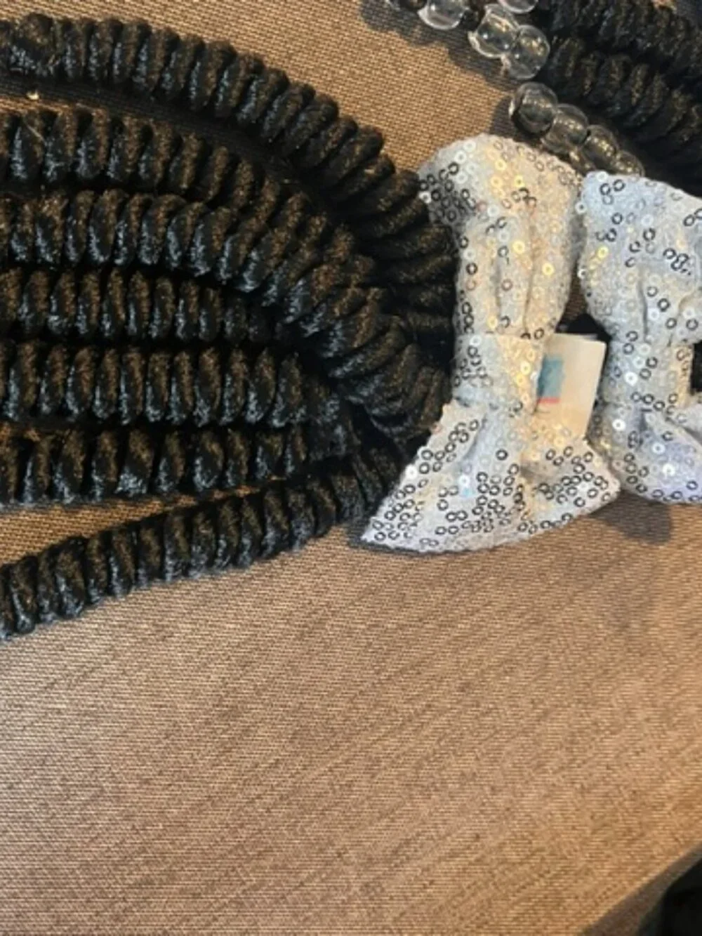 PONY TAIL BRAIDS WITH RHINESTONE BOWS